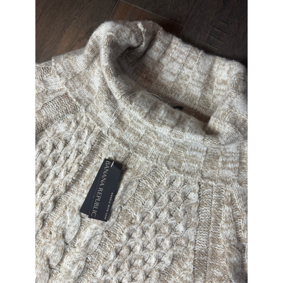 NWT Banana Republic Cavo Wool Blend Sweater Dress Size S Beige Cable Knit - Picture 5 of 9